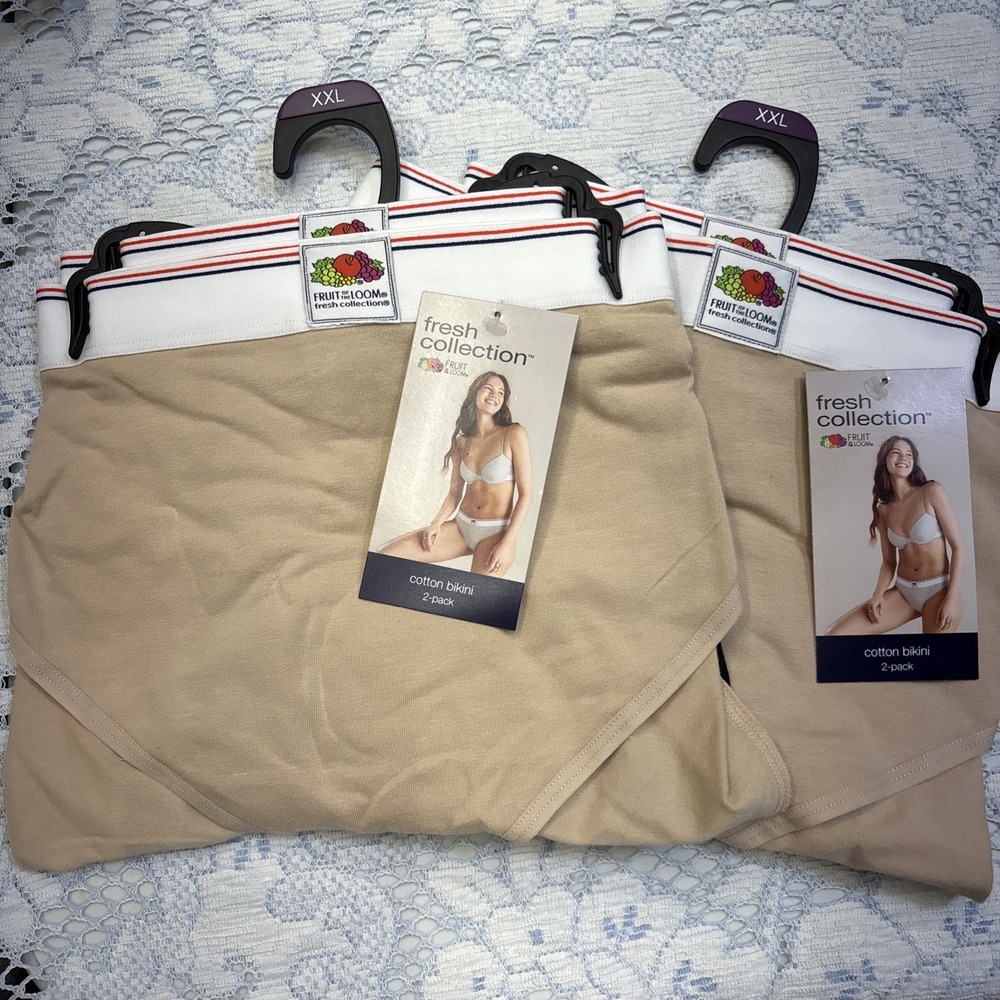 FRUIT OF THE LOOM FRESH BIKINIS MULTI COLOR PANTIES 4 PAIRS WOMEN'S SIZE XXL